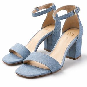 J. McLaughlin “Esme” Denim Block Heel Sandals – Size 7.5